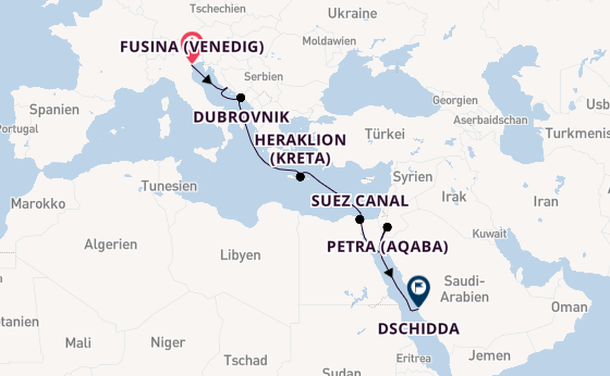 Mittelmeer ab Fusina (Venedig) auf der EXPLORA IV