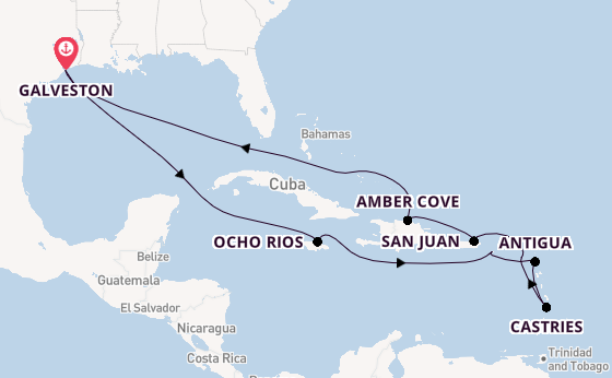 Caribbean vanaf Galveston, Verenigde Staten met de Carnival Breeze