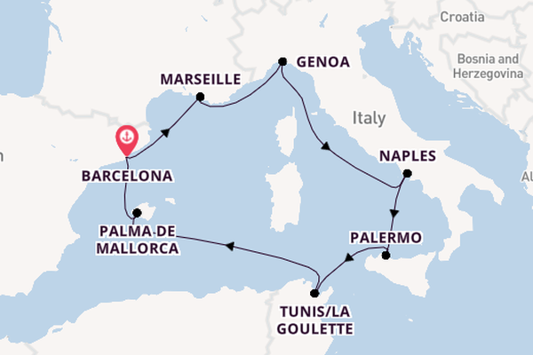 Western Mediterranean from Barcelona, Spain with the MSC Splendida