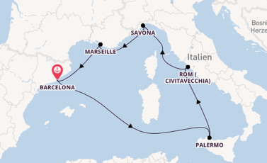 Westliches Mittelmeer ab Barcelona, Spanien auf der Costa Smeralda