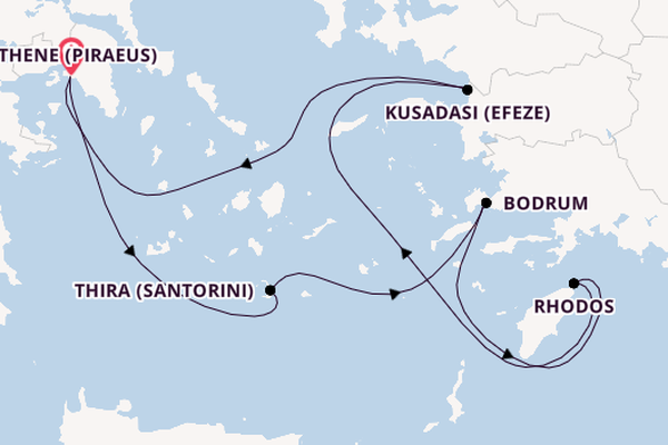 Oostelijke Middellandse Zee vanaf Athene (Piraeus), Griekenland met de Nieuw Statendam