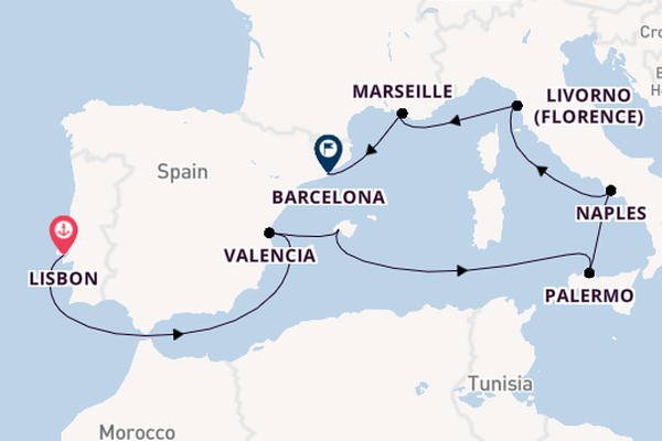 Western Mediterranean from Lisbon, Portugal with the MSC Seaside