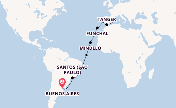 Transatlantik ab Buenos Aires, Argentinien auf der MSC Seaview