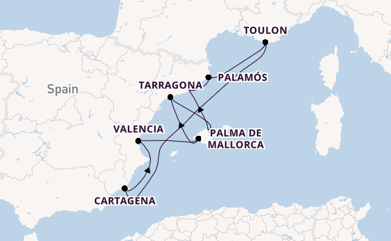 Western Mediterranean from Barcelona, Spain with the Silver Ray
