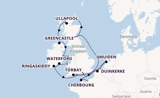 Britse Eilanden vanaf Le Havre (Parijs), Frankrijk met de Marina