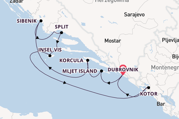 Kroatien ab Dubrovnik, Kroatien auf der MS La Belle de l'Adriatique (CroisiEurope)