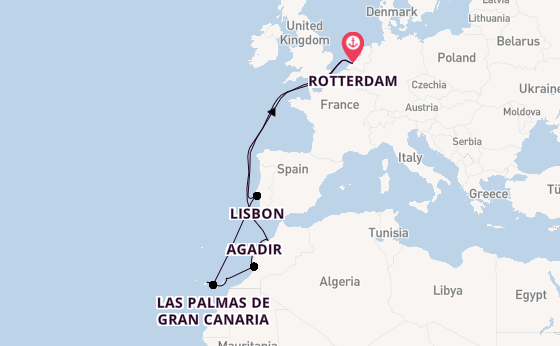 Canary Islands from Rotterdam, Netherlands with the Nieuw Statendam