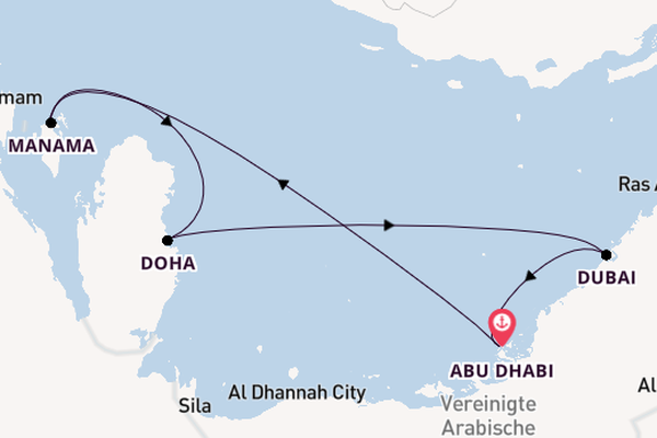 Persischer Golf ab Abu Dhabi, Vereinigte Arabische Emirate auf der MSC World Europa