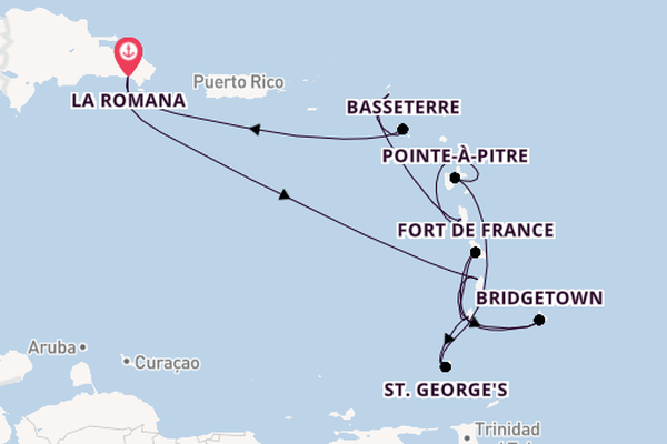 Caribbean vanaf La Romana, Dominicaanse Republiek met de Mein Schiff 2 