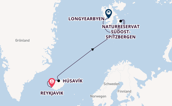 Arktis ab Reykjavik, Island auf der Silver Endeavour