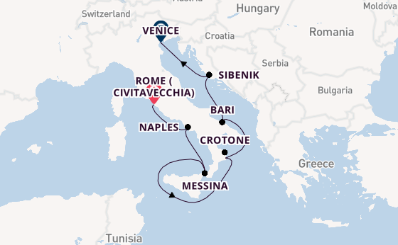 Western Mediterranean from Rome (Civitavecchia), Italy with the Viking Mars
