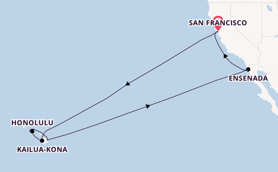 Polynesië vanaf San Francisco, Verenigde Staten met de Ruby Princess