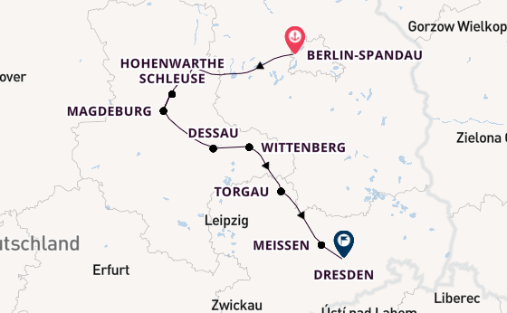 Elbe ab Berlin-Spandau, Deutschland auf der MS Sans Souci