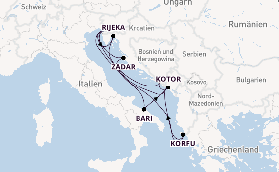 Mittelmeer ab Triest, Italien auf der Mein Schiff 4