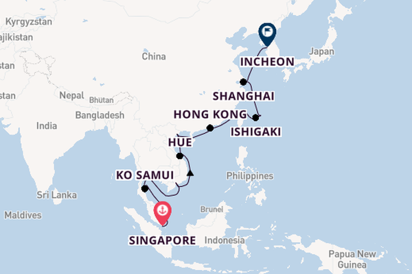 Southeast Asia from Singapore, Singapore with the Seven Seas Splendor
