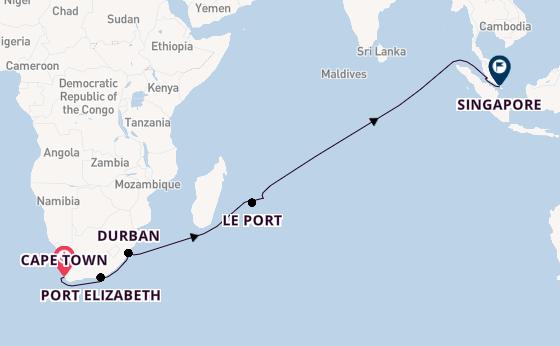 South Africa from Cape Town, South Africa with the Queen Elizabeth