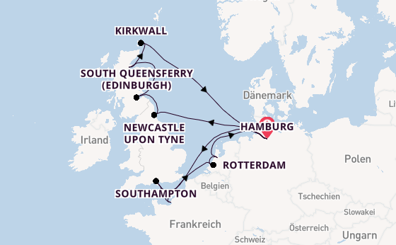 Vereinigtes Königreich ab Hamburg auf der Costa Favolosa