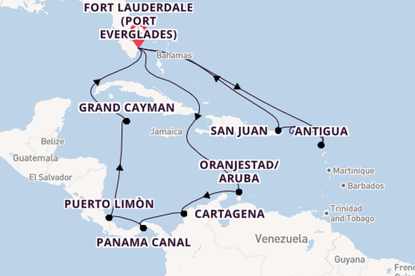 Caribbean from Fort Lauderdale (Port Everglades), Florida, USA with the Nieuw Amsterdam