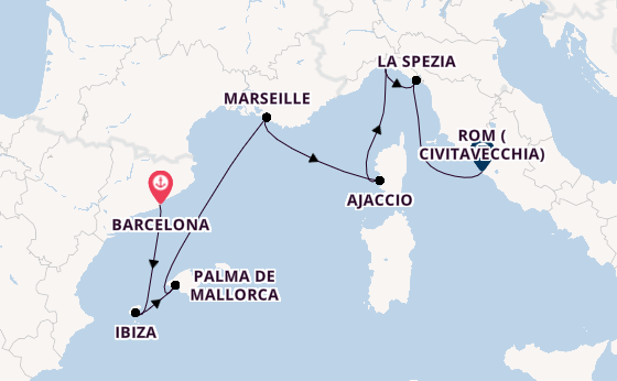 Westliches Mittelmeer ab Barcelona, Spanien auf der Sun Princess
