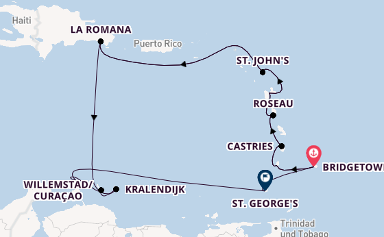 Südliche Karibik ab Bridgetown, Barbados auf AIDAprima