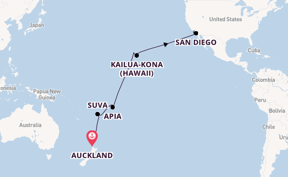 Transpacific from Auckland, New Zealand with the Royal Princess
