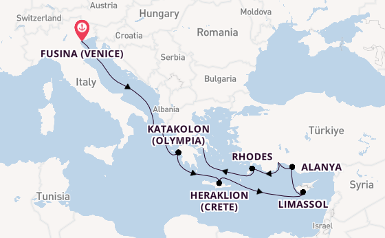 Eastern Mediterranean from Fusina (Venice) with the Azamara Journey