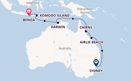 Australia from Bali (Benoa), Indonesia with the Seven Seas Mariner