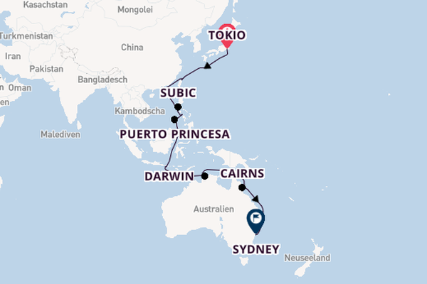Australien ab Tokio, Japan auf der Costa Serena