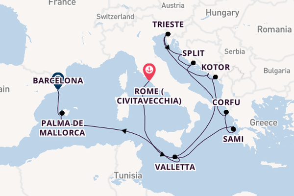 Mediterranean from Rome (Civitavecchia), Italy with the Queen Victoria