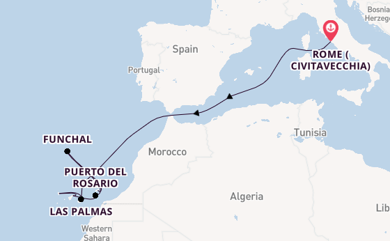 Canary Islands from Rome (Civitavecchia), Italy with the MSC Fantasia