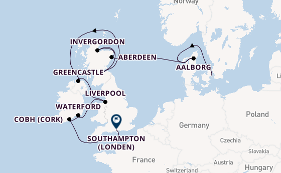 Britse Eilanden vanaf Kopenhagen, Denemarken met de Silver Spirit