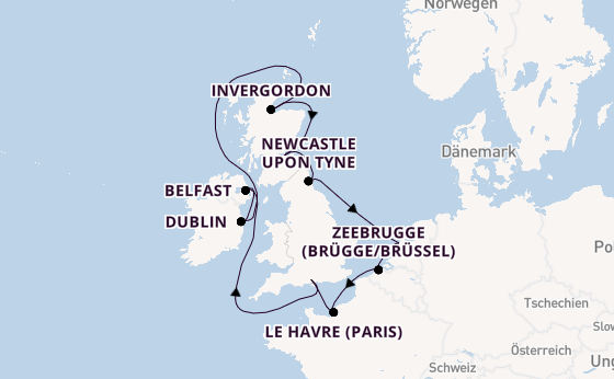 Britische Inseln ab Southampton, Großbritannien auf der Norwegian Star