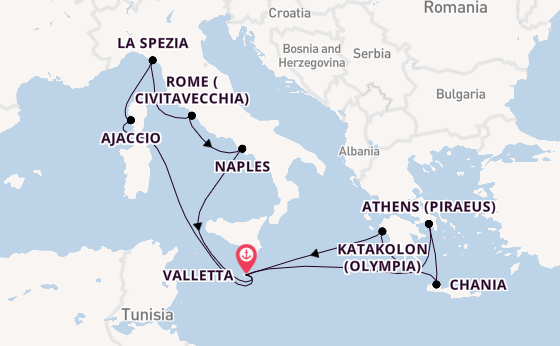 Mediterranean Sea from Valletta, Malta with the Azura