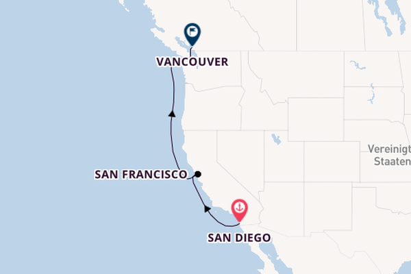 USA Westküste ab San Diego, USA auf der Eurodam
