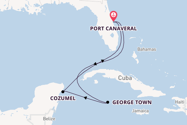 Western Caribbean from Port Canaveral, Florida, USA with the Adventure of the Seas