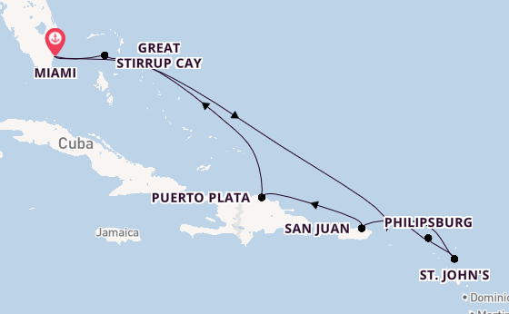 Caribbean vanaf Miami, Verenigde Staten met de Marina