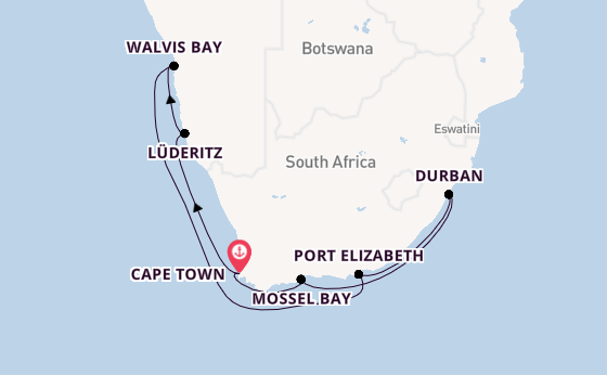 Southern Africa from Cape Town, South Africa with the MS EUROPA 2