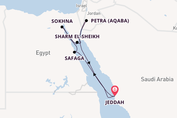 Midden-Oosten vanaf Jeddah, Saudi-Arabië met de Explora V