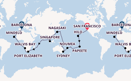 Wereldreizen vanaf San Francisco, Verenigde Staten met de Costa Deliziosa