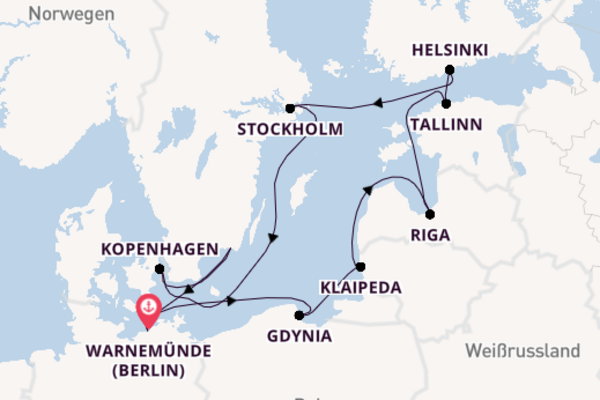 Europa ab Warnemünde (Berlin), Deutschland auf der MSC Poesia