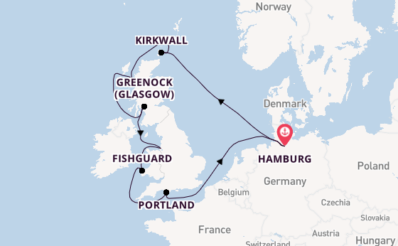 Verenigd Koninkrijk vanaf Hamburg, Duitsland met AIDAbella