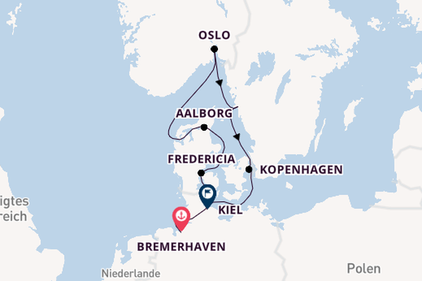 Norwegen ab Bremerhaven, Deutschland auf der Amadea