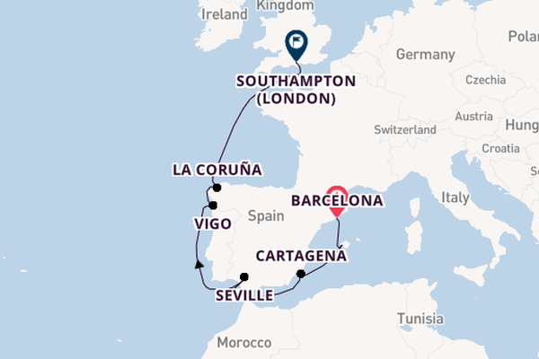 Western Mediterranean from Barcelona, Spain with the Queen Victoria