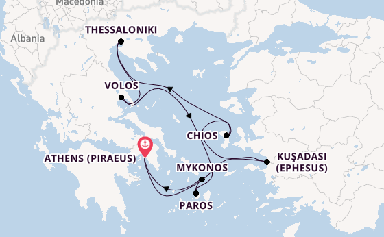 Eastern Mediterranean from Athens (Piraeus), Greece with the Azamara Onward