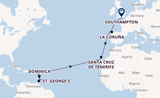 Southern Caribbean from Antigua, Antigua and Barbuda with the Iona