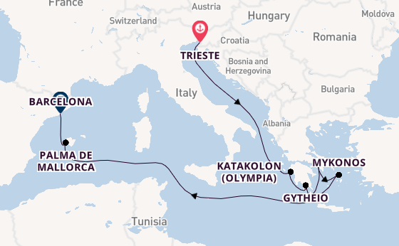 Mediterranean Sea from Trieste, Italy with the Seven Seas Prestige