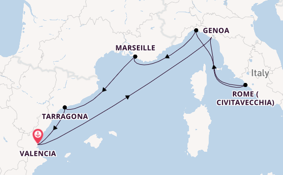 Western Mediterranean from Valencia, Spain with the MSC Magnifica