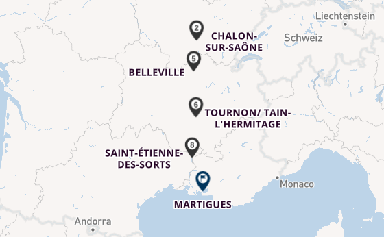 Rhône ab Chalon-sur-Saône, Frankreich auf der MS Mistral