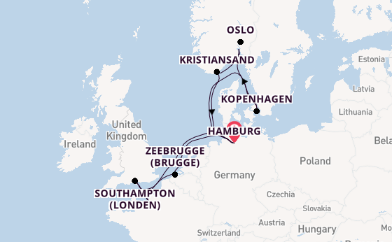 Noorwegen vanaf Hamburg, Duitsland met AIDAnova