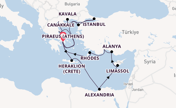 Eastern Mediterranean from Piraeus (Athens), Greece with the Azamara Journey